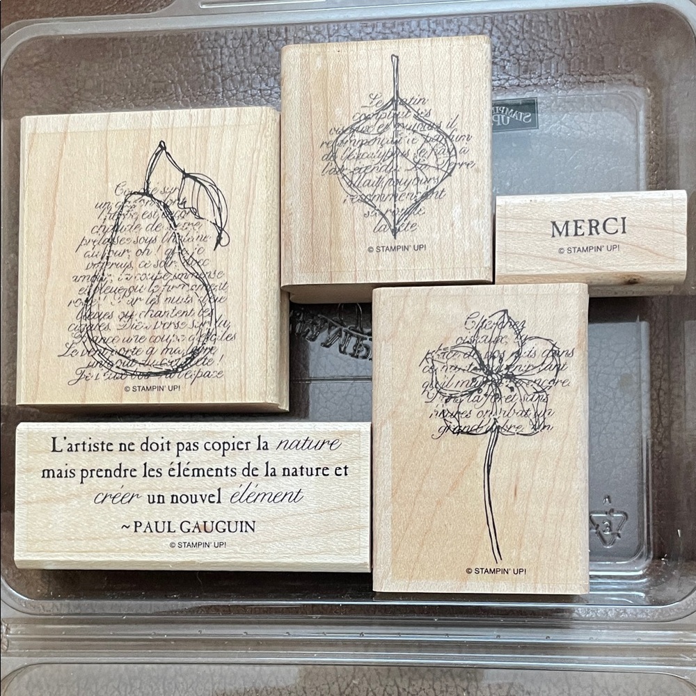 Stampin' Up! Wooden Stamps - Nature and French Quotes